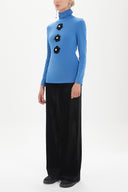 Navy Blue Accessory detail  woven  blouse  19665-B