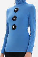 Navy Blue Accessory detail  woven  blouse  19665-B