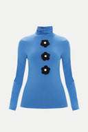 Navy Blue Accessory detail  woven  blouse  19665-B