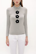 Gray Accessory detail  woven  blouse  19665-B