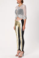 Light Gold Leather garnish leggings 40443