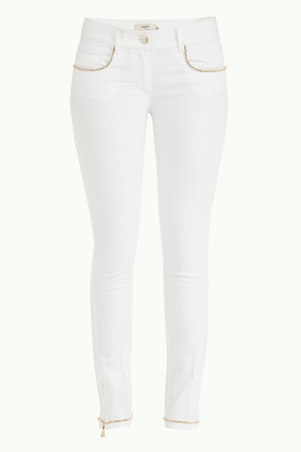 Kadın Beyaz Kristal Taşlı Pantolon 40650