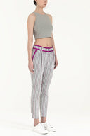 Black White Cotton Pants 40656