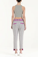 Black White Cotton Pants 40656