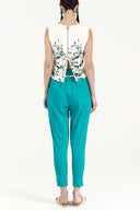 Water green Wide cut cotton pants 40687