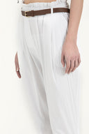 White Wide cut cotton pants 40687