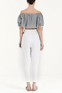 White Wide cut cotton pants 40687