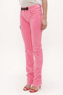 Pink Leather accessories Velvet pants 40754