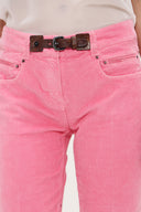 Pink Leather accessories Velvet pants 40754