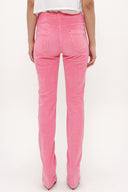 Pink Leather accessories Velvet pants 40754