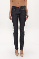 Black Belt and metal detailed denim Pants 40850