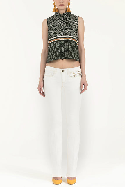 Kemer Ve Metal Aksesuarlı Denim Pantolon 40850