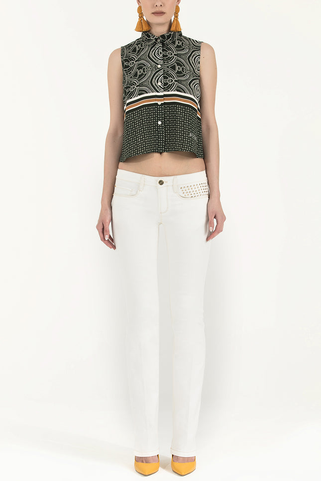 Kemer Ve Metal Aksesuarlı Denim Pantolon 40850