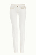 White Belt and metal detailed denim Pants 40850