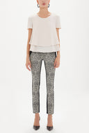 Black Jacquard fabric mixed, cargo Pants 40906