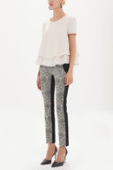 Black Jacquard fabric mixed, cargo Pants 40906