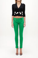 Green Slim fit cotton pants 40932