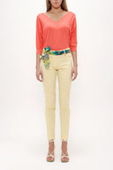 Yellow Slim fit cotton pants 40933