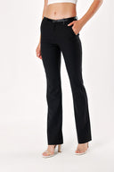 Black LEATHER DETAILED TUBE LOT WOOL PANTS 40942