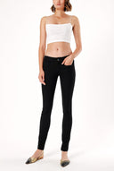 Black Accesory detail straight cut pants 40944