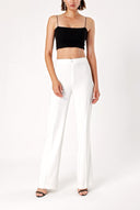 Ecru Elastic waist fabric trousers 40969