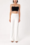 Ecru Elastic waist fabric trousers 40969