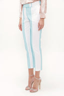 Blue Double colour straight cut pants 41012
