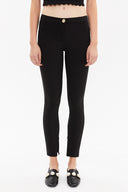 Black Elastic slim pit pants 41028