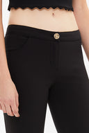 Black Elastic slim pit pants 41028