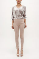 Beige Zipped  cuff legging pants 41060