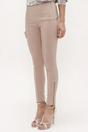 Beige Zipped  cuff legging pants 41060