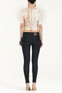 Navy Blue Zipped slim fit denim Pants 41501