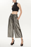 Black Elastic waist wide cut pants 41510