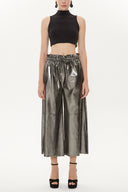Black Elastic waist wide cut pants 41510