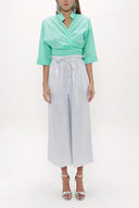 Silver Elastic waist wide cut pants 41510