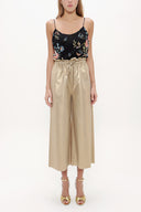 Gold Elastic waist wide cut pants 41510