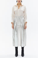 Gray Elastic waist wide cut pants 41510