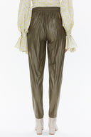 Khaki Elastic faux leather pants 41515