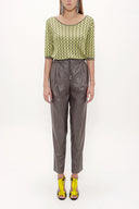 Anthracite Elastic faux leather pants 41515