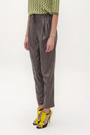 Anthracite Elastic faux leather pants 41515