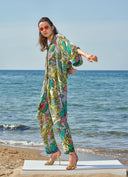 Patterned Elastic waist wide cut pants 41602