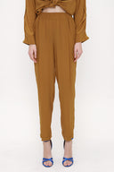 Mustard Elastic waist wide cut pants 41608