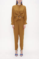 Mustard Elastic waist wide cut pants 41608