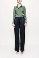 Black Elastic waist wide cut trousers 41609