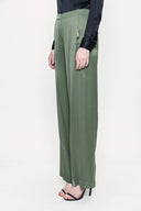 Green Elastic waist wide cut trousers 41609