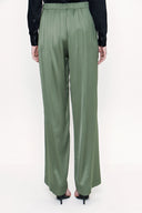 Green Elastic waist wide cut trousers 41609