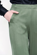 Green Elastic waist wide cut trousers 41609