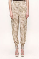 Beige Wide leg trousers with elastic waist 41614