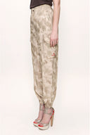 Beige Wide leg trousers with elastic waist 41614