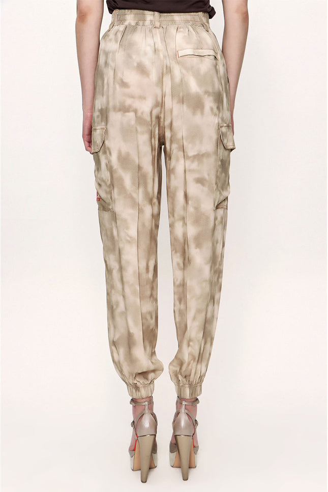 Beige Wide leg trousers with elastic waist 41614